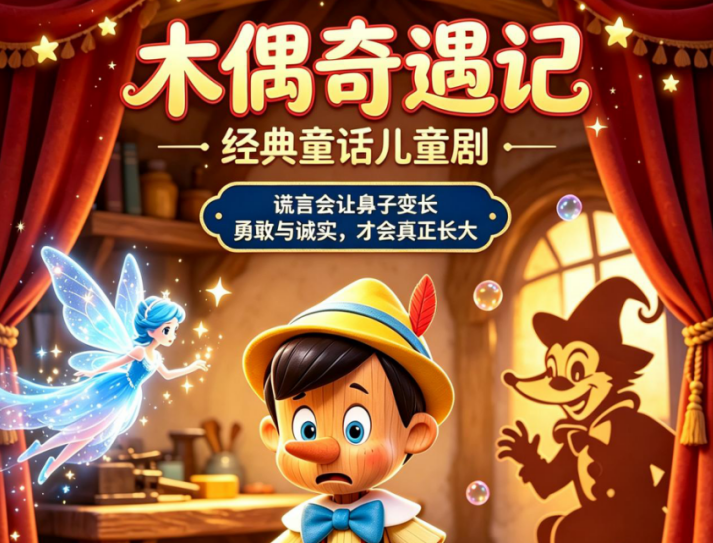 黄石市群艺馆儿童剧惠民演出：《木偶奇遇记》上午场