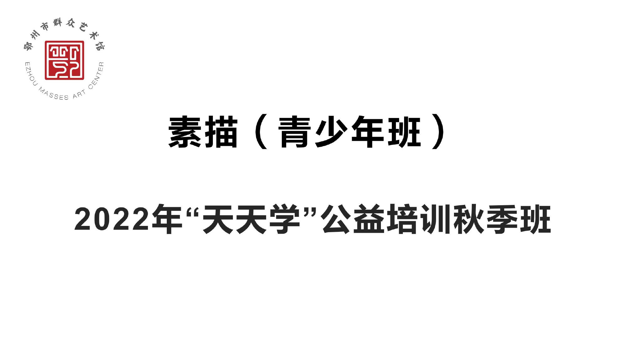 2022年秋季公益培训素描青少年培训班