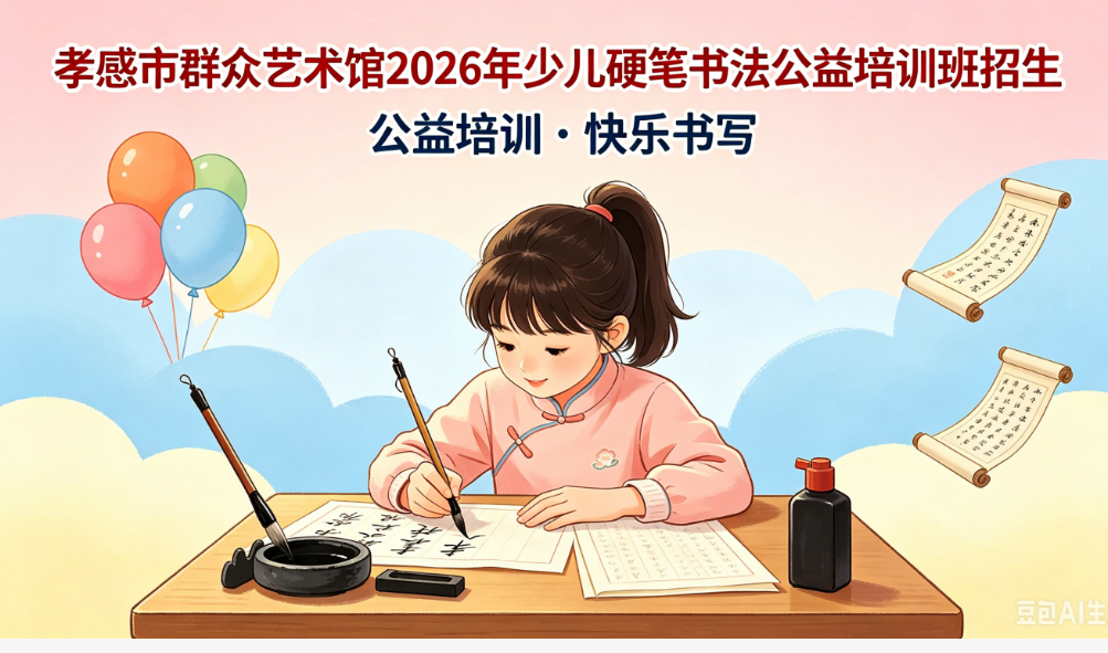 孝感市群众艺术馆2026年少儿硬笔书法公益培训班招生